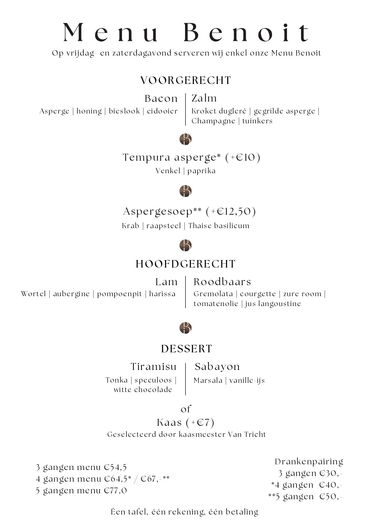 Bistrot Benoit Menu | TableFever