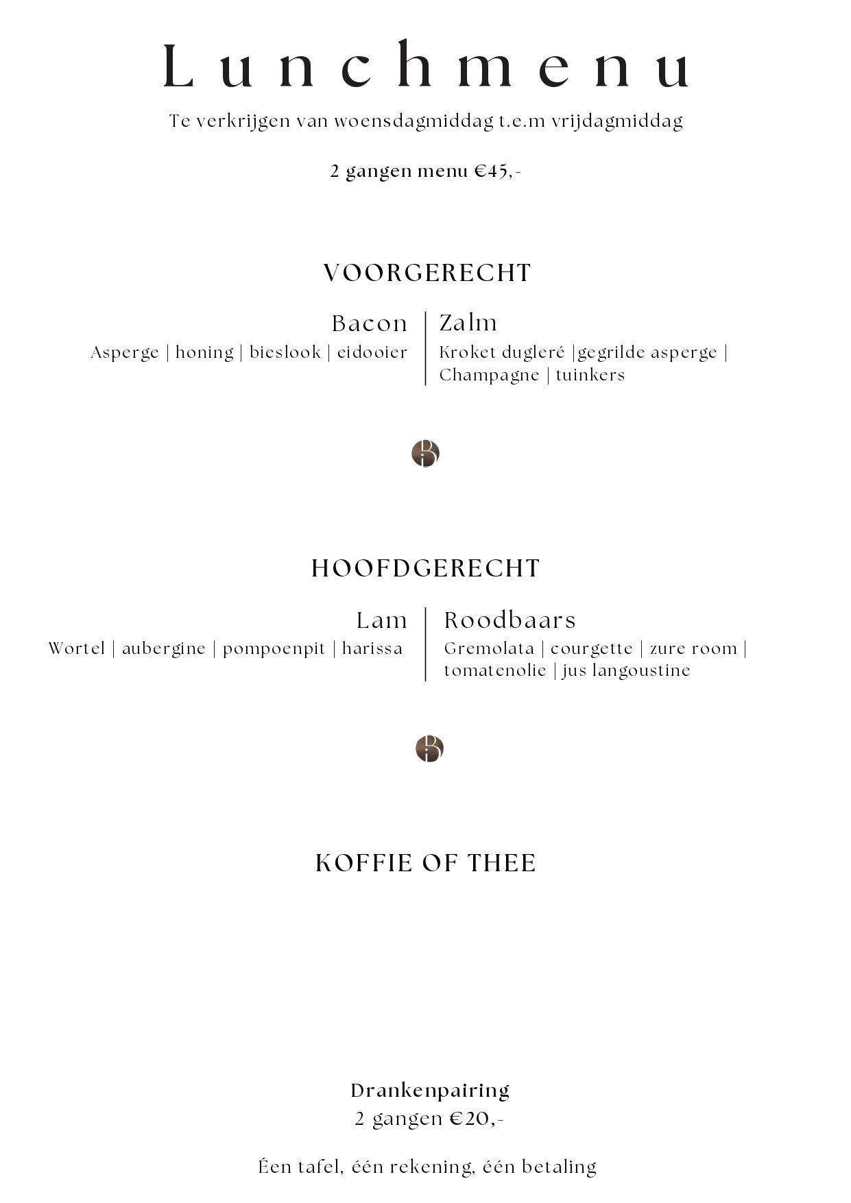 Bistrot Benoit Vegetarische Menu | TableFever