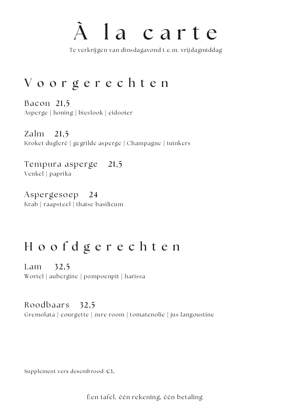 Bistrot Menu | TableFever