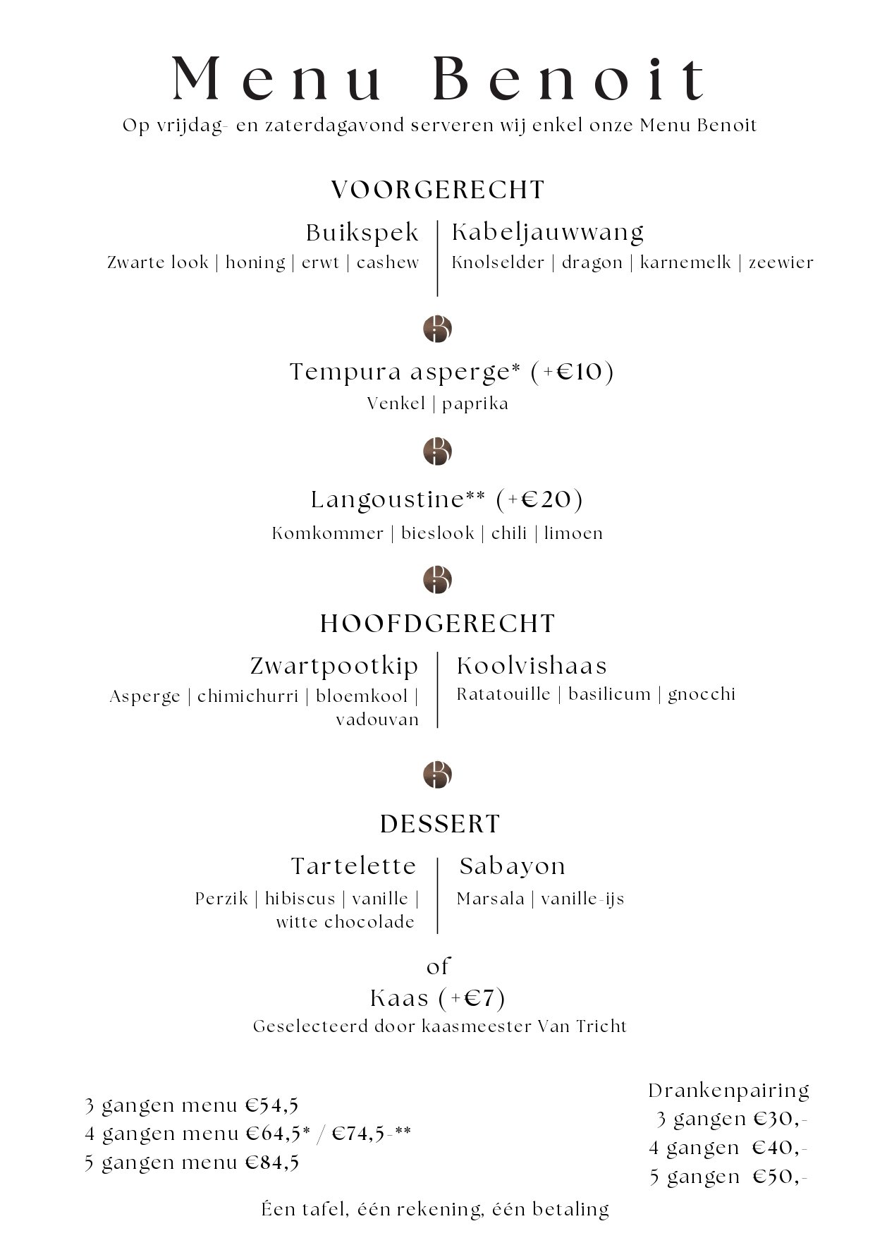 Bistrot Benoit Menu | TableFever