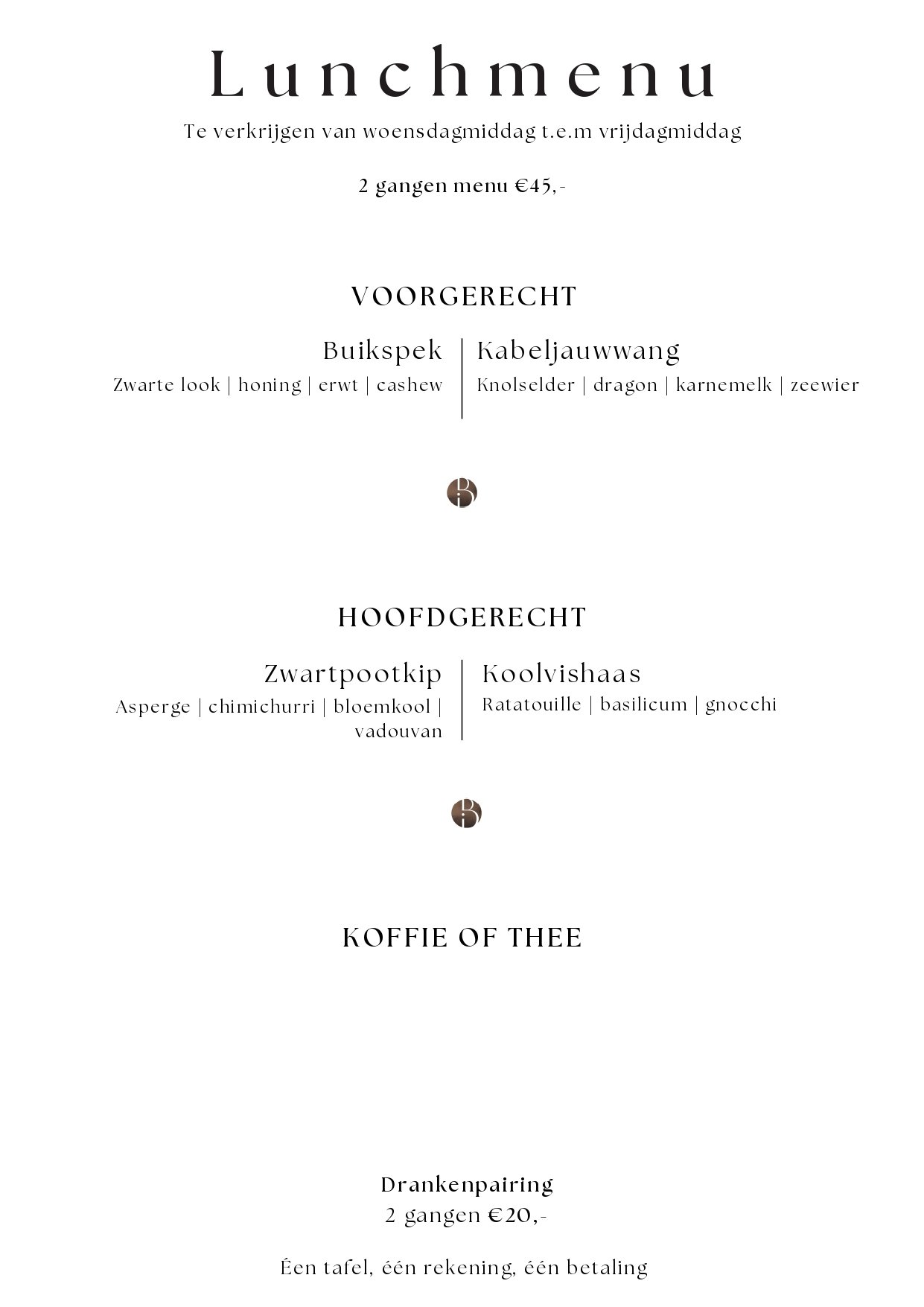 Bistrot Benoit Vegetarische Menu | TableFever