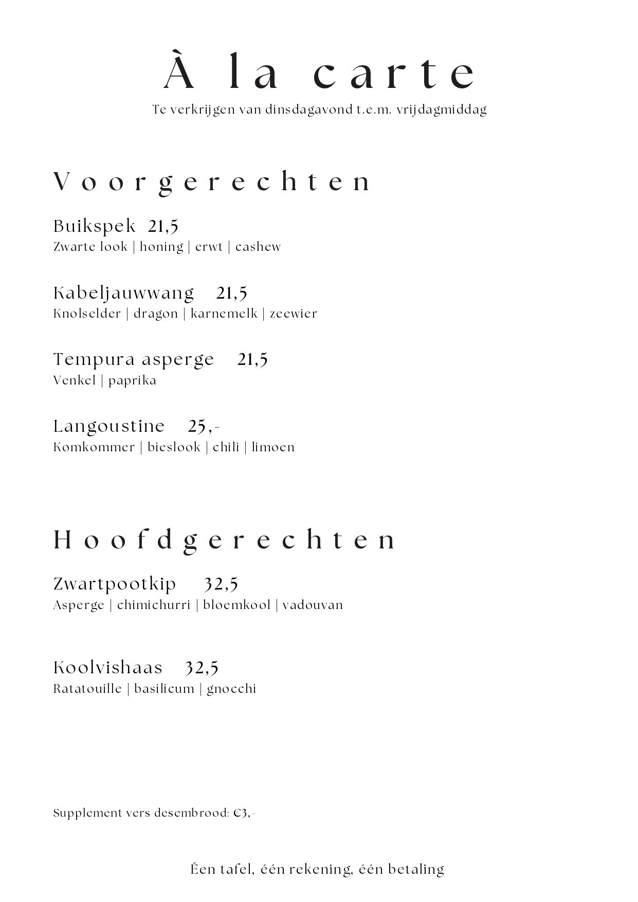 Bistrot Menu | TableFever