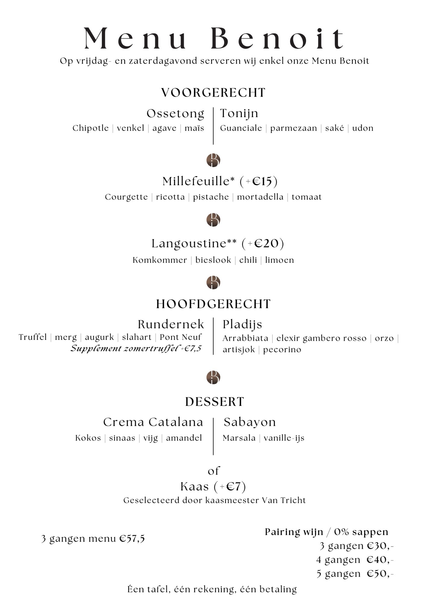 Bistrot Benoit Menu | TableFever