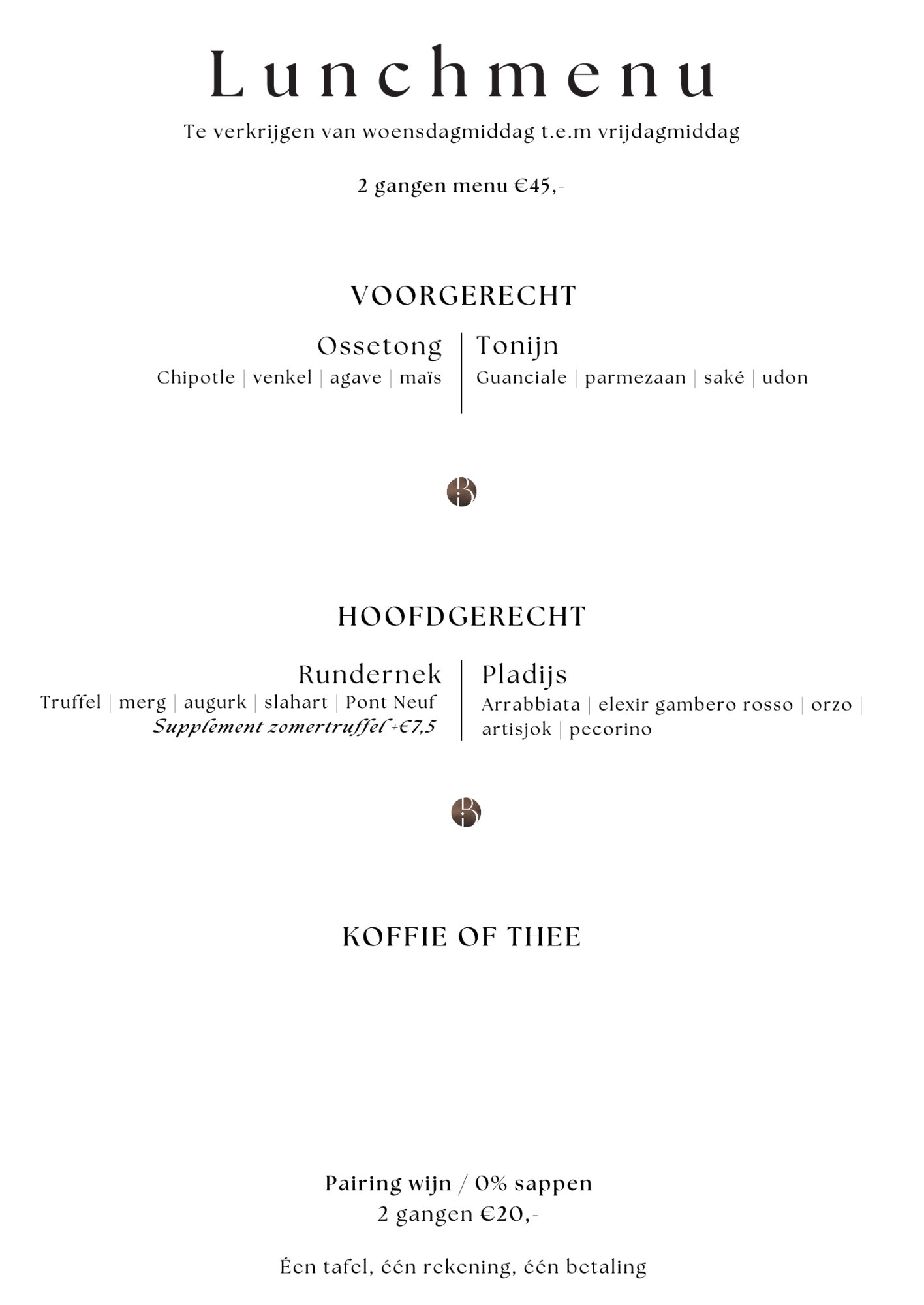 Bistrot Benoit Vegetarische Menu | TableFever