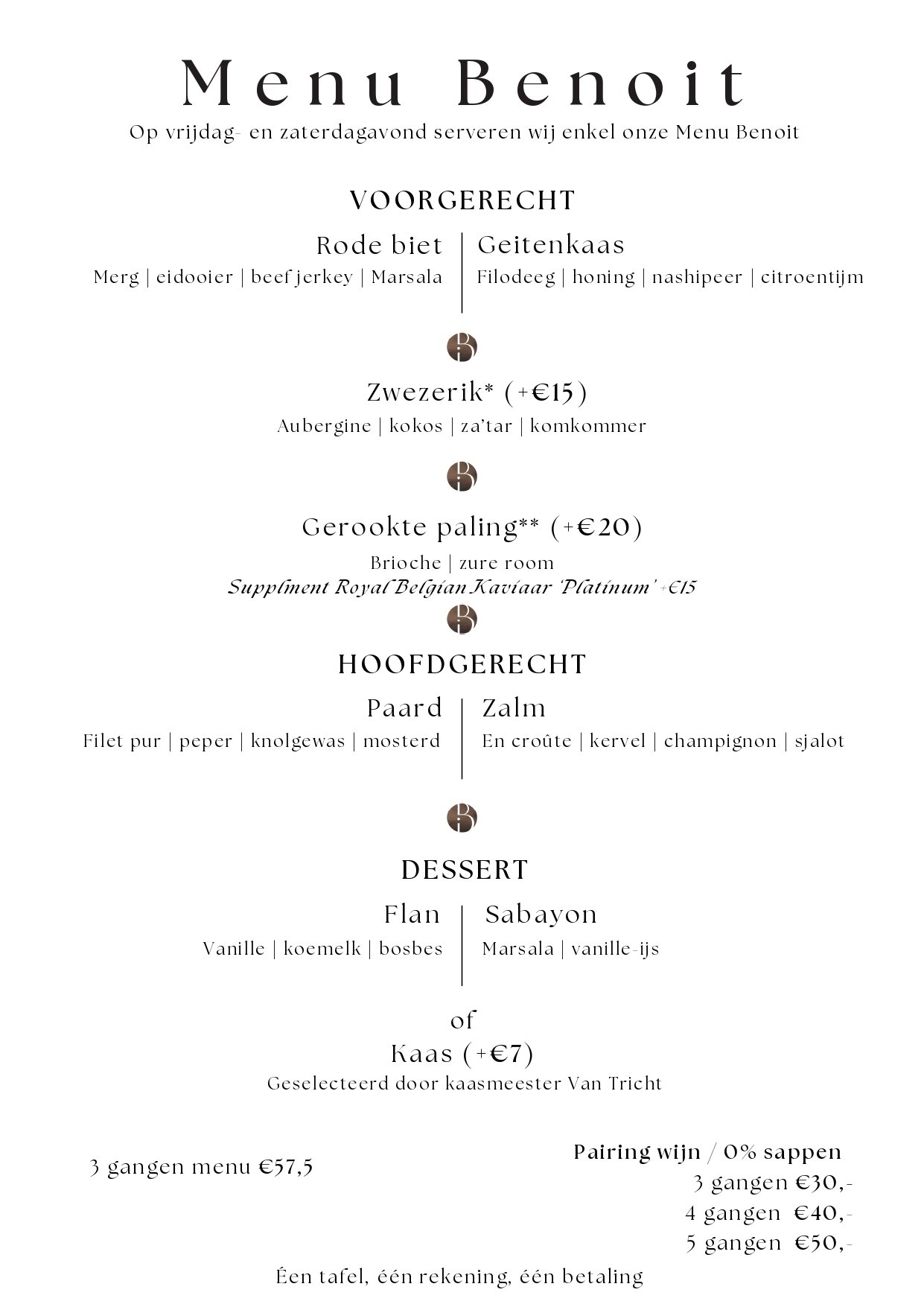 Bistrot Benoit Menu | TableFever
