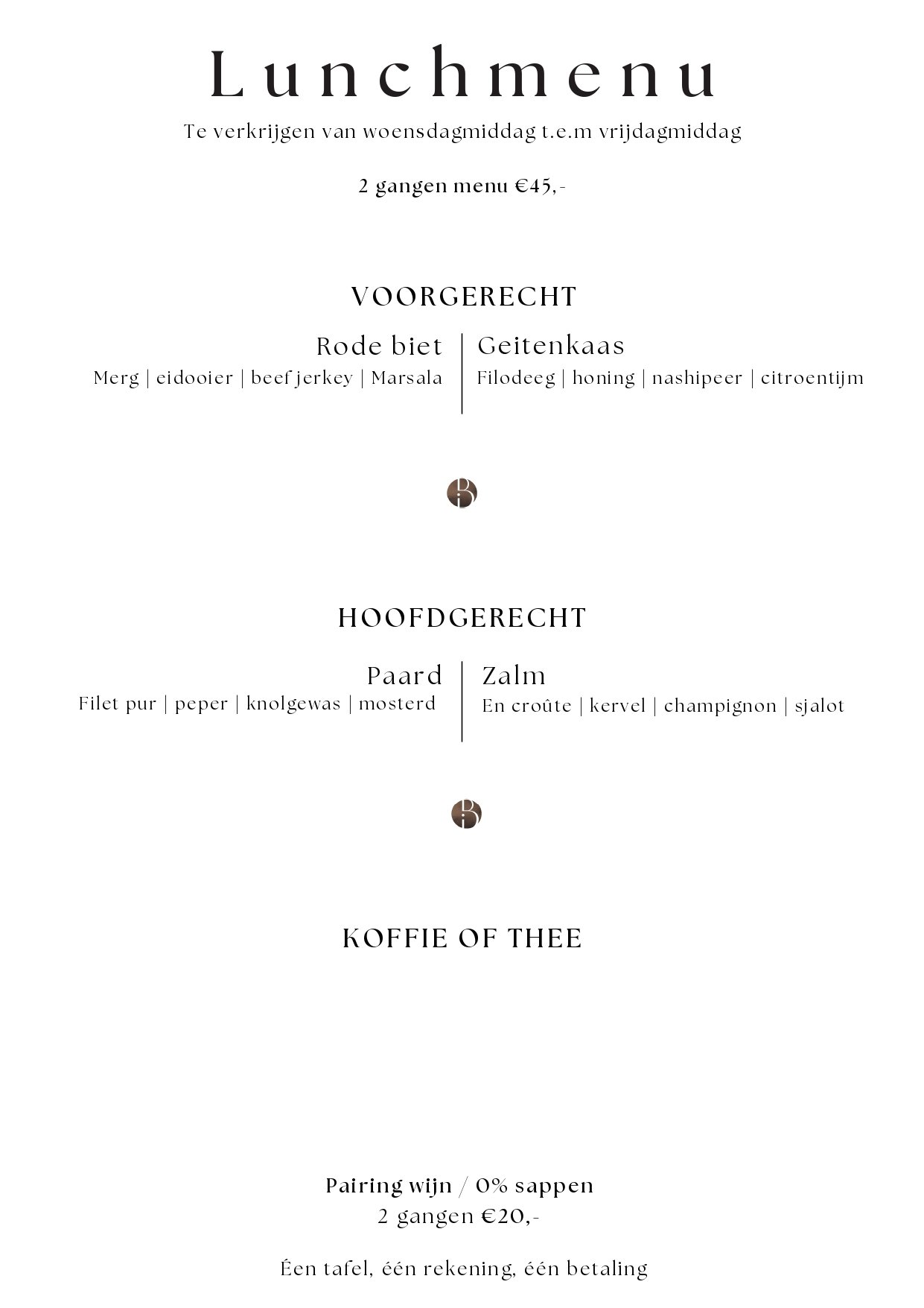 Bistrot Benoit Vegetarische Menu | TableFever