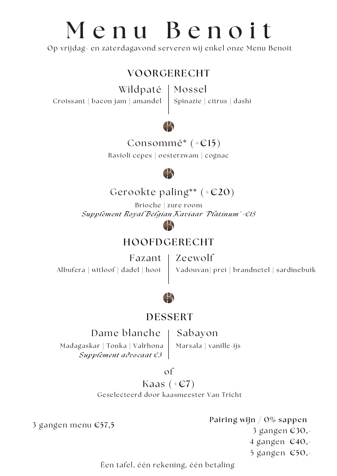 Bistrot Benoit Menu | TableFever