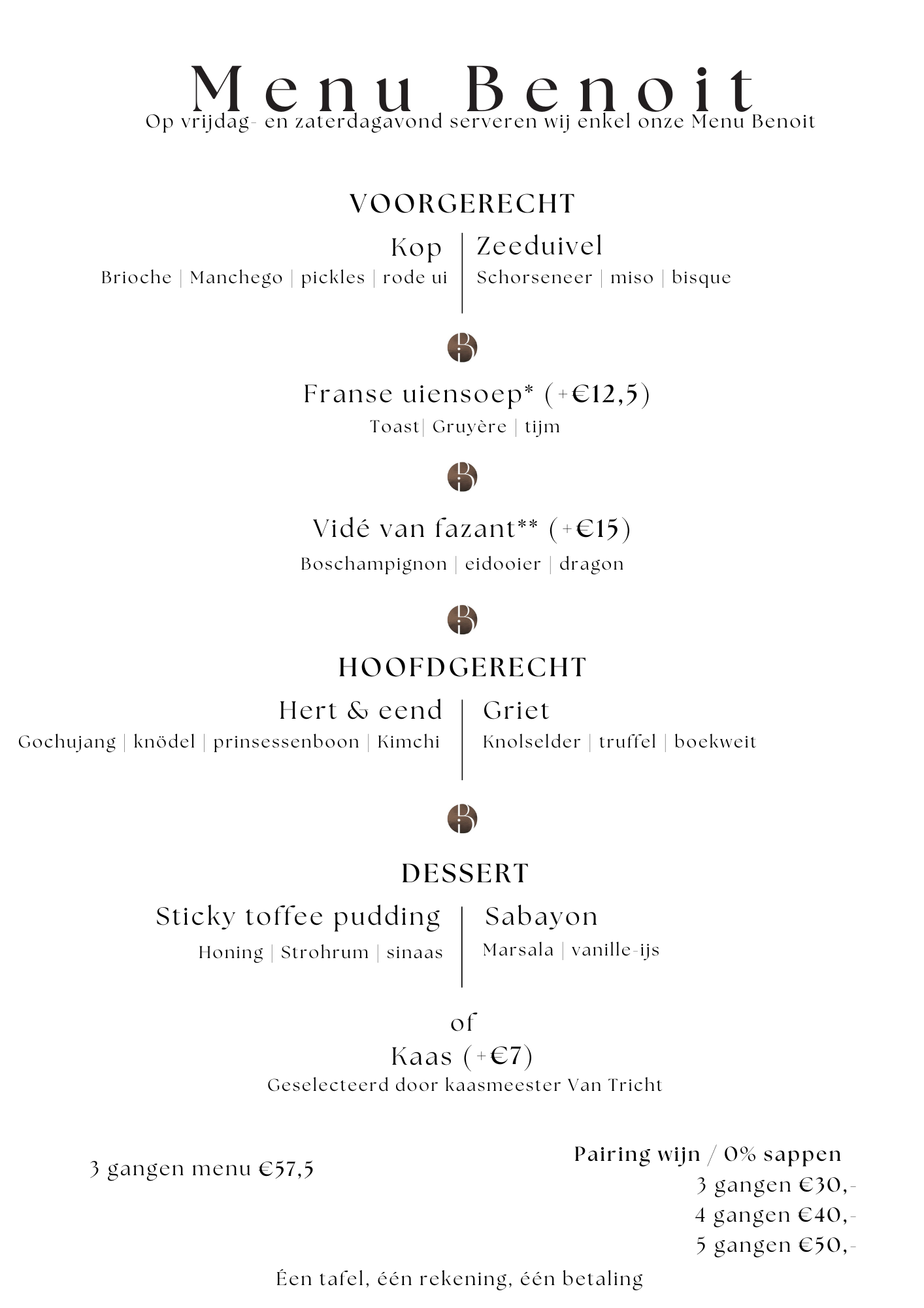 Bistrot Benoit Menu | TableFever