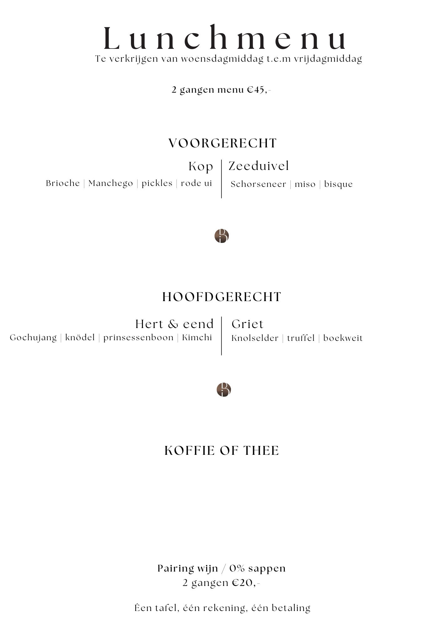 Bistrot Benoit Vegetarische Menu | TableFever