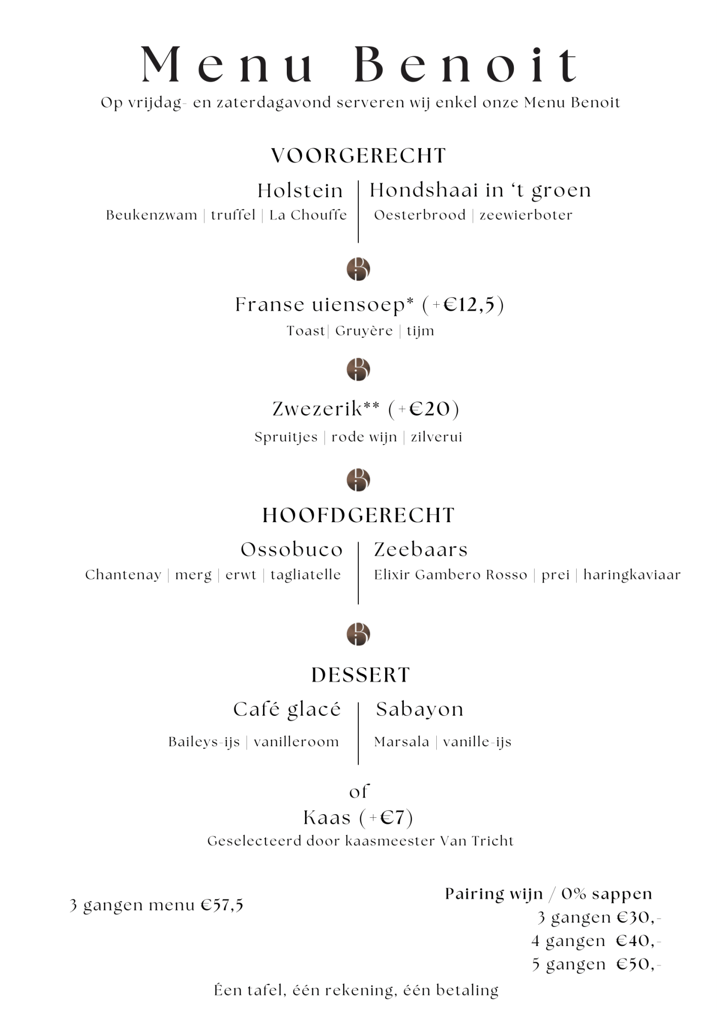 Bistrot Benoit Menu | TableFever