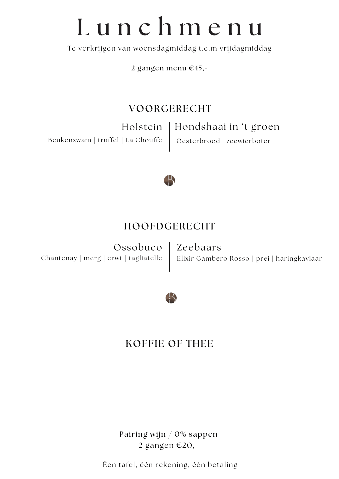 Bistrot Benoit Vegetarische Menu | TableFever