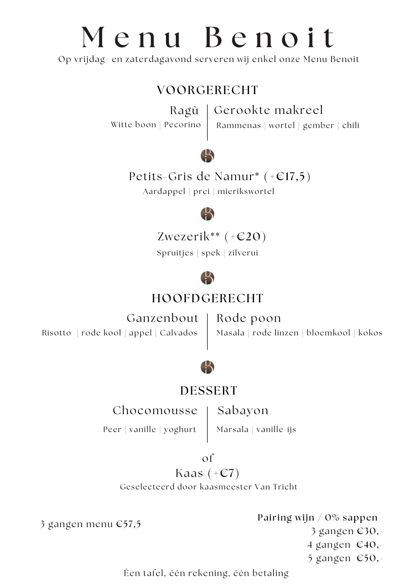 Bistrot Benoit Menu | TableFever