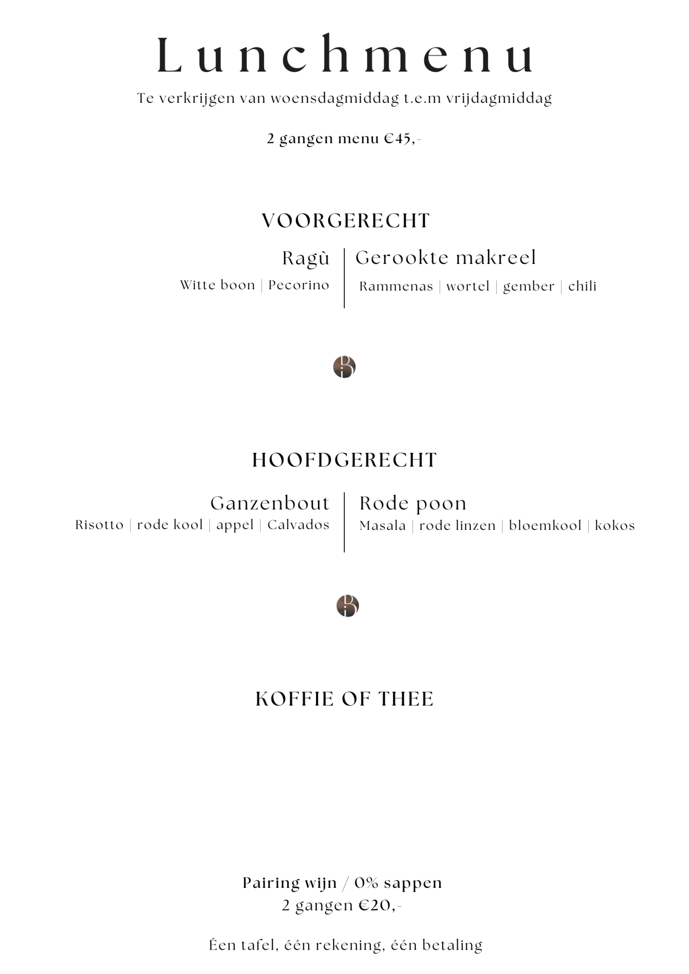 Bistrot Benoit Vegetarische Menu | TableFever