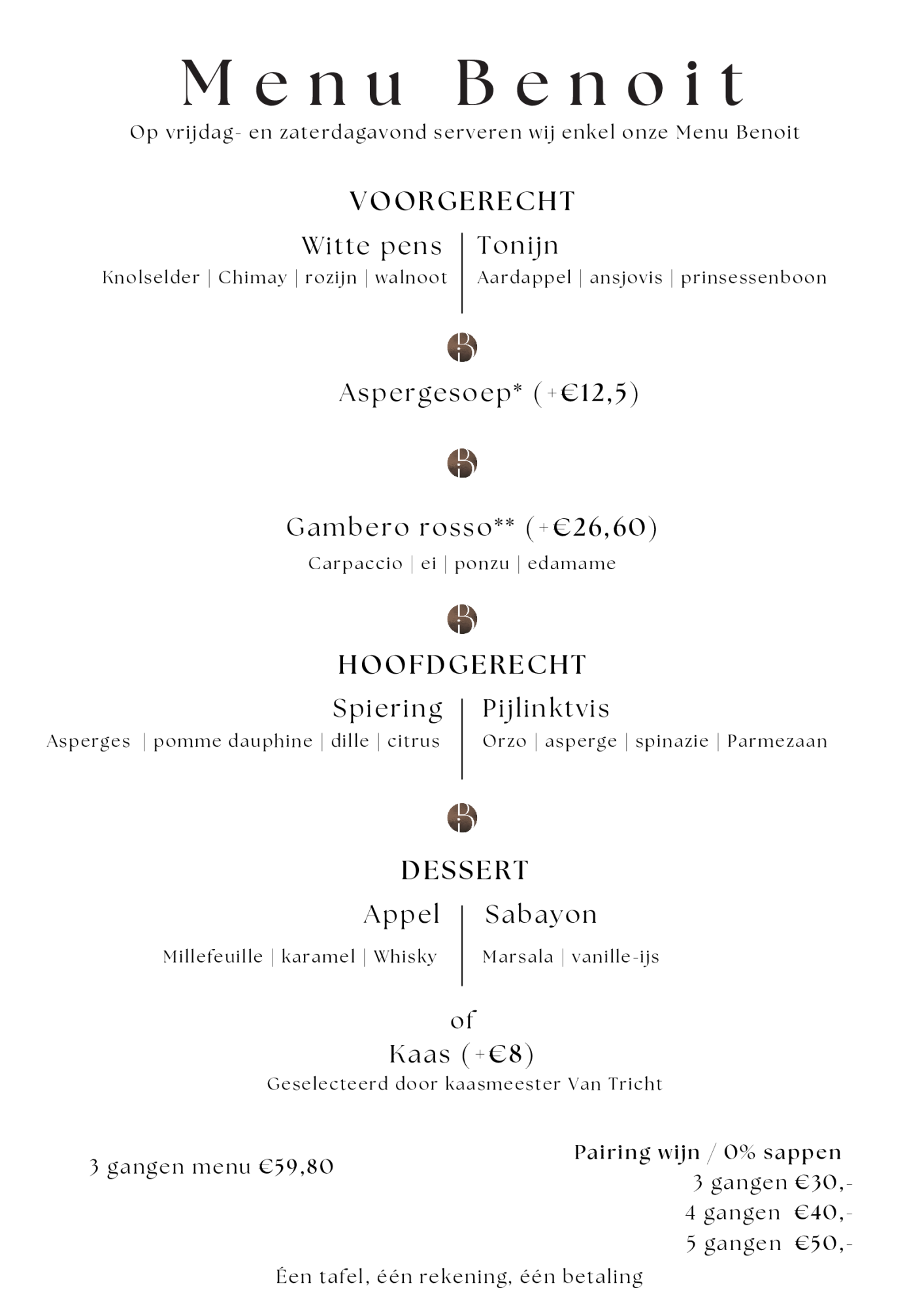 Bistrot Benoit Menu | TableFever