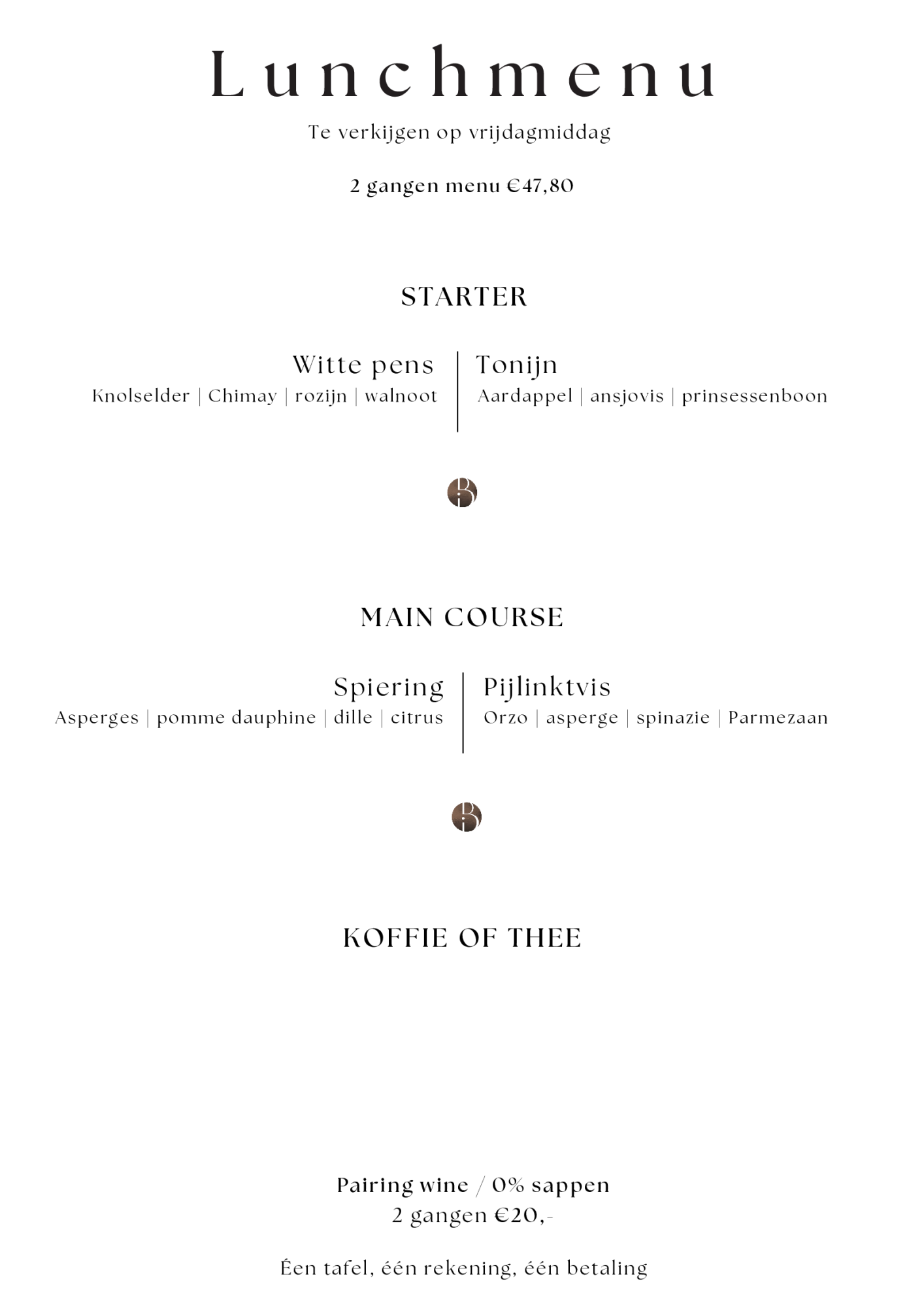 Bistrot Benoit Vegetarische Menu | TableFever
