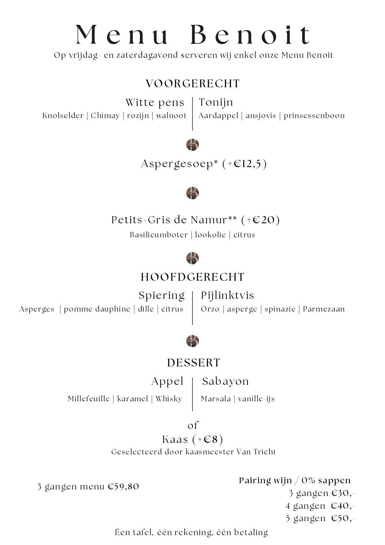 Bistrot Benoit Menu | TableFever